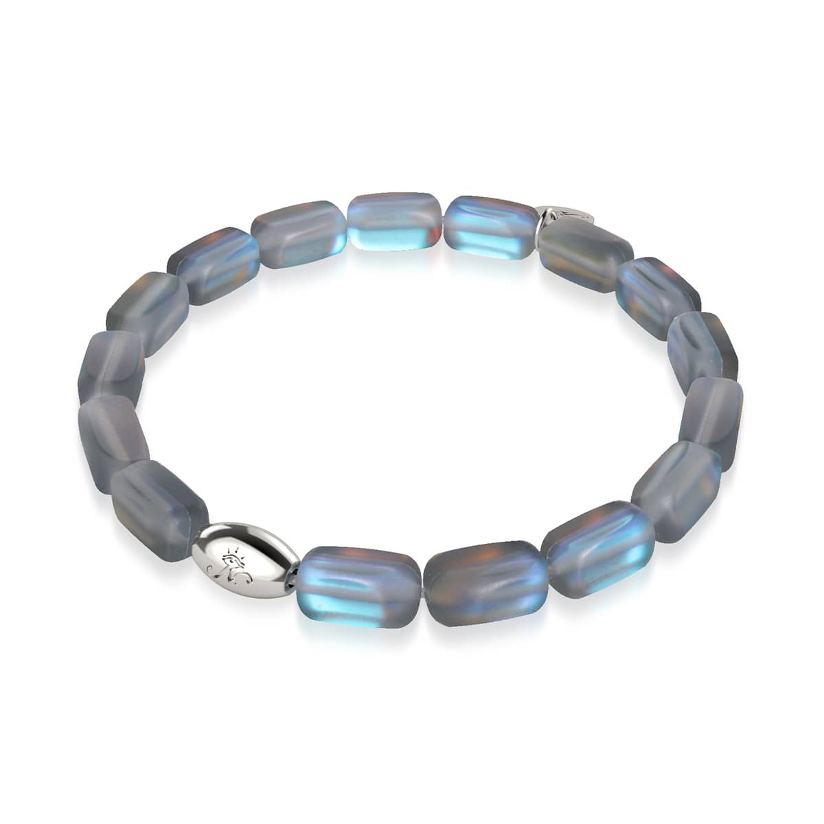 Gris | Argent sterling .925 | Bracelet Galet de Verre Sirène