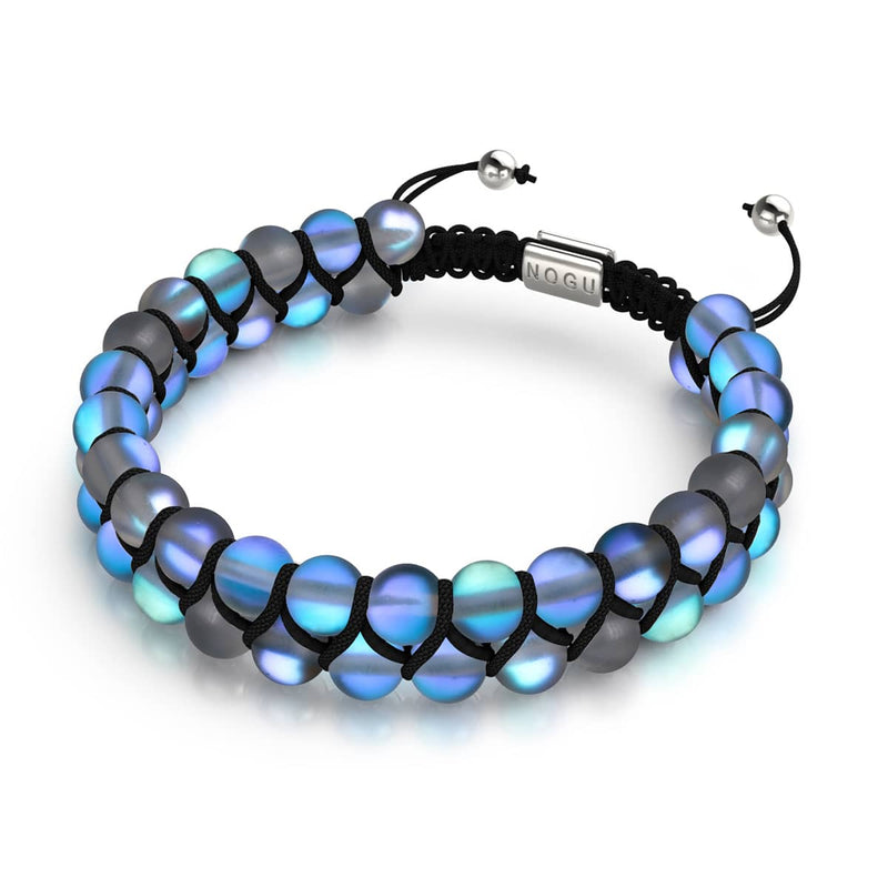 Gris | Argent | Bracelet Verre Double Sirène