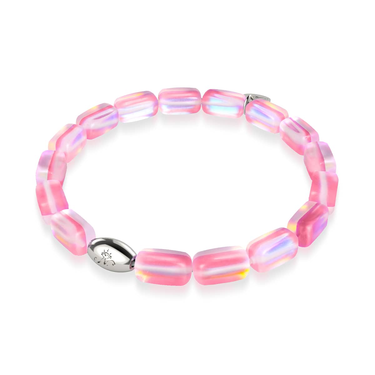 Pink | .925 Sterling Silver | Mermaid Glass Pebble Bracelet