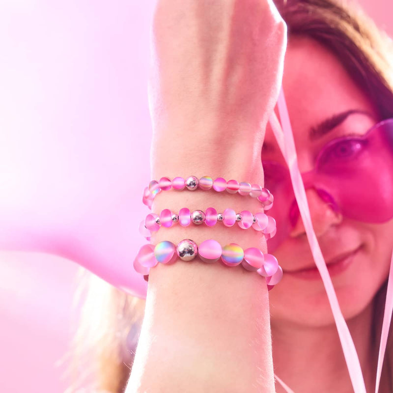 Limonade rose | Argent | Bracelet de perles de verre sirène