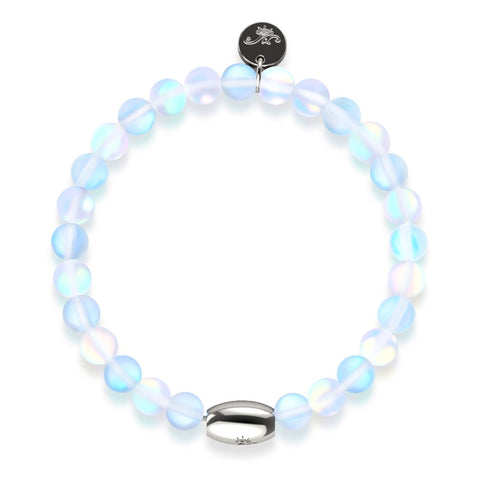Arc-en-ciel blanc | Argent sterling .925 | Bracelet de perles de verre sirène