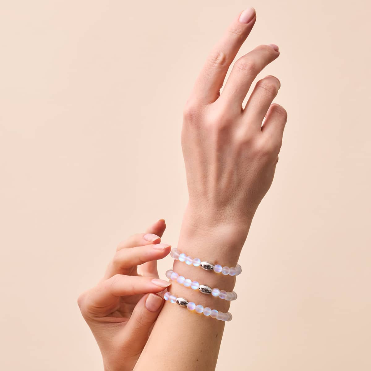 Arc-en-ciel blanc | Argent sterling .925 | Bracelet de perles de verre sirène