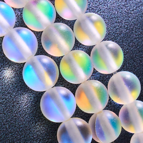 Arc-en-ciel blanc | Argent sterling .925 | Bracelet de perles de verre sirène