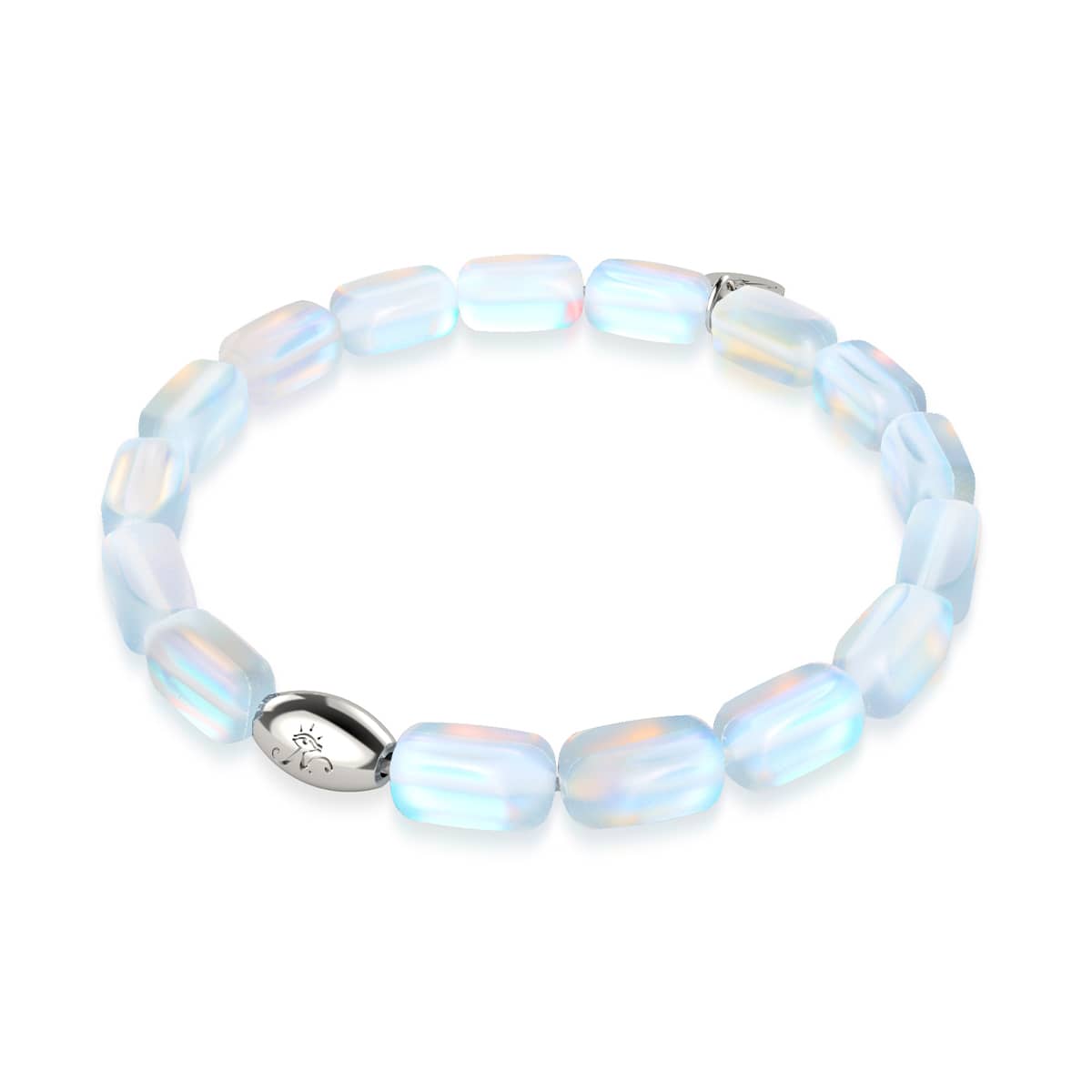 Arc-en-ciel blanc | Argent sterling .925 | Bracelet Galet de Verre Sirène