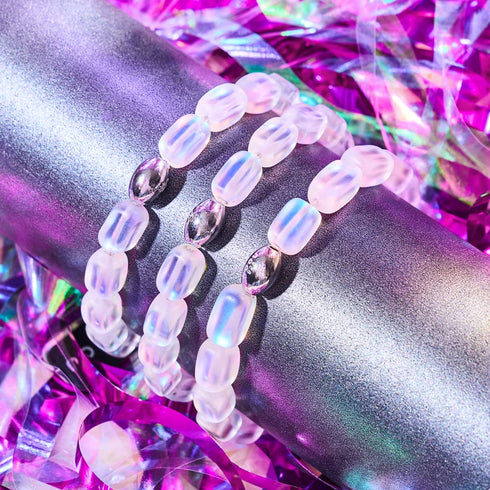 Arc-en-ciel blanc | Argent sterling .925 | Bracelet Galet de Verre Sirène
