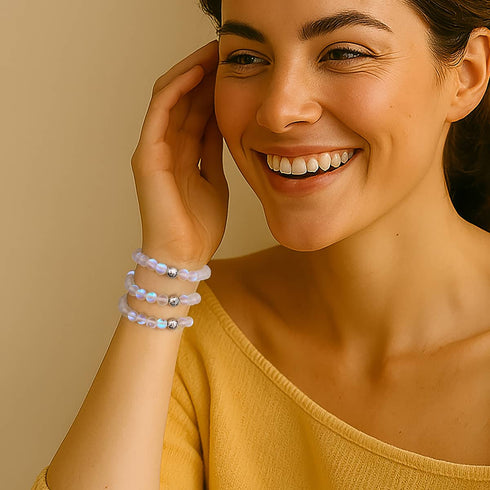 Arc-en-ciel Blanc | Argent | Bracelet de perles de verre sirène