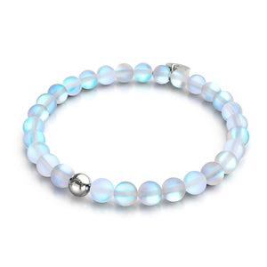 Arc-en-ciel Blanc | Argent | Bracelet de perles de verre sirène