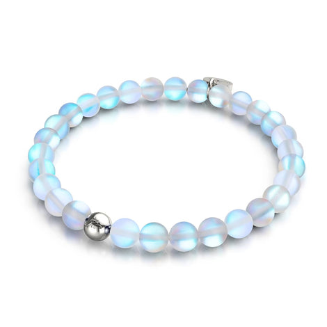 Arc-en-ciel Blanc | Argent | Bracelet de perles de verre sirène
