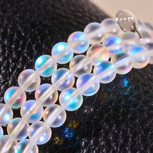 Arc-en-ciel Blanc | Argent | Bracelet de perles de verre sirène
