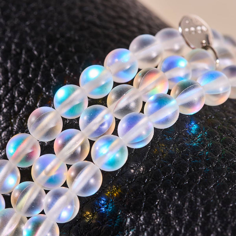 Arc-en-ciel Blanc | Argent | Bracelet de perles de verre sirène