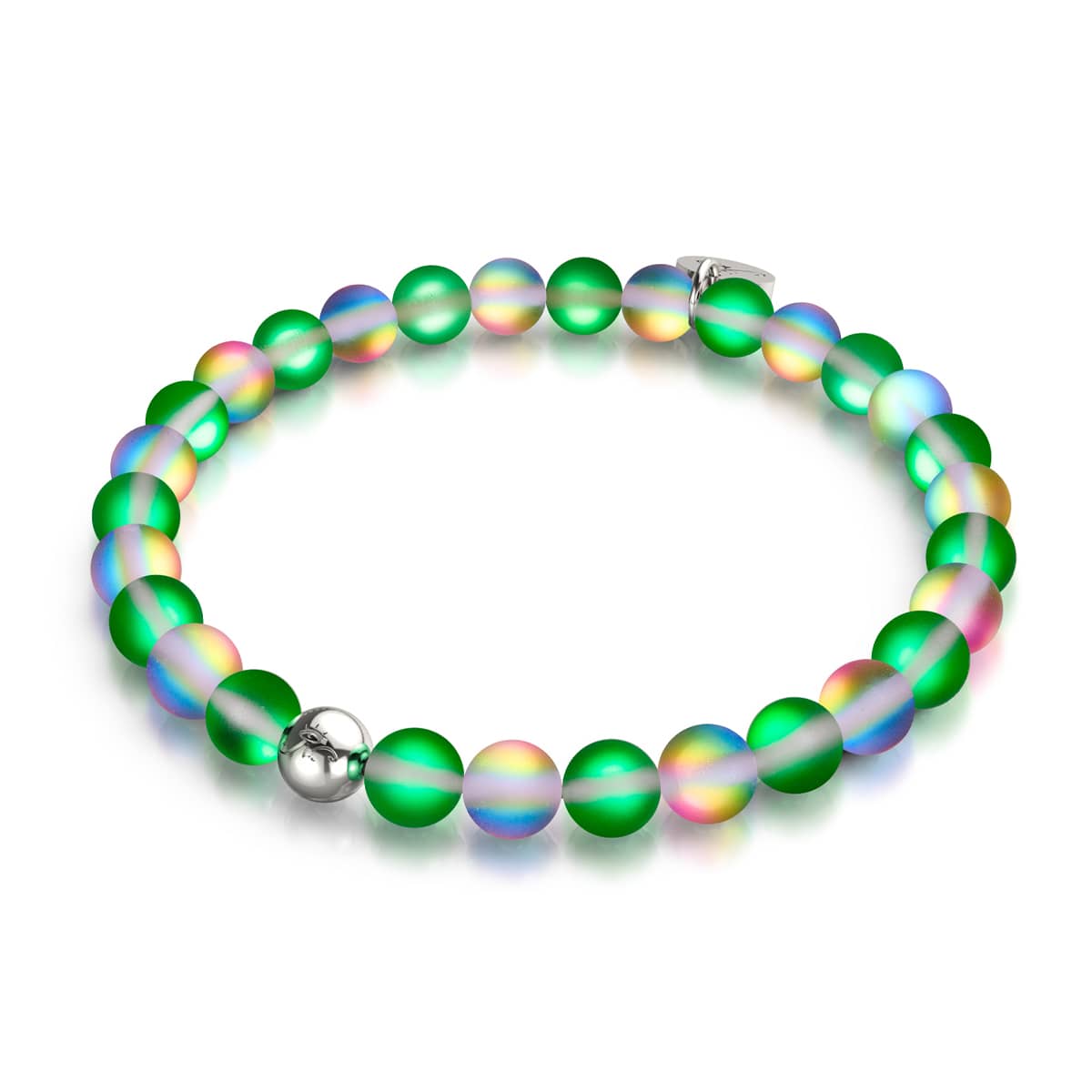Unicorn Green | Silver | Mermaid Glass Bead Bracelet