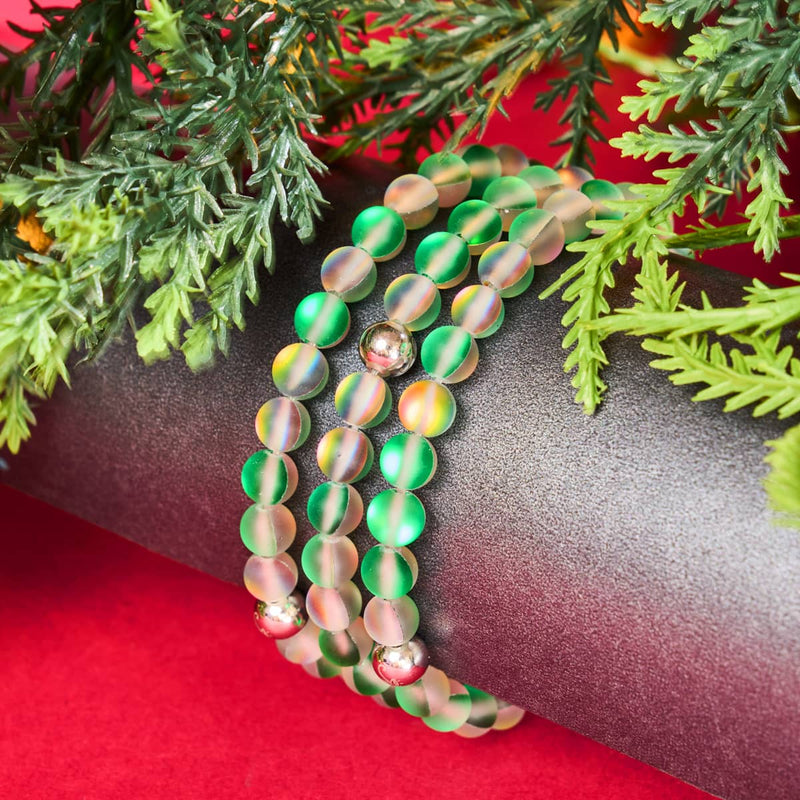 Bracelet en perles de verre Licorne Vert | Argent | Sirène