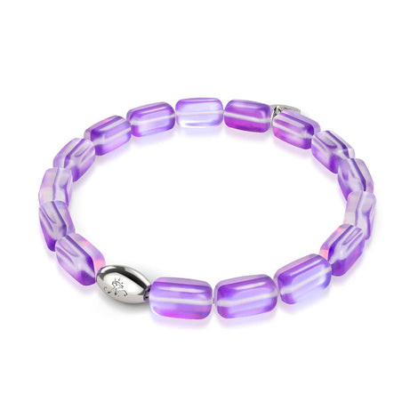 Bracelet galet en verre sirène en argent sterling 925 | Violet