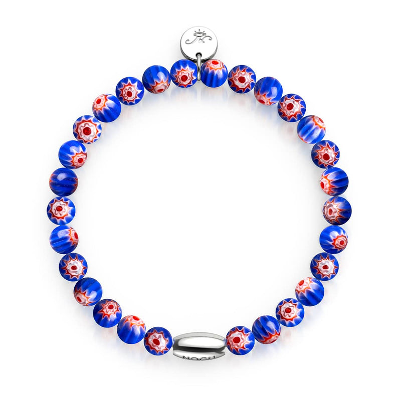 Étoiles bleues | Argent sterling 925 | Bracelet Millefiori