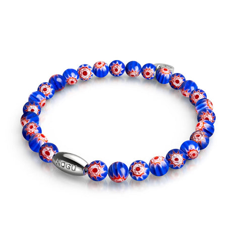 Étoiles bleues | Argent sterling 925 | Bracelet Millefiori