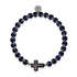 Jeanne d'Arc | Argent sterling 925 | Bracelet croix en verre luciole obsidienne et perles d'eau douce noires
