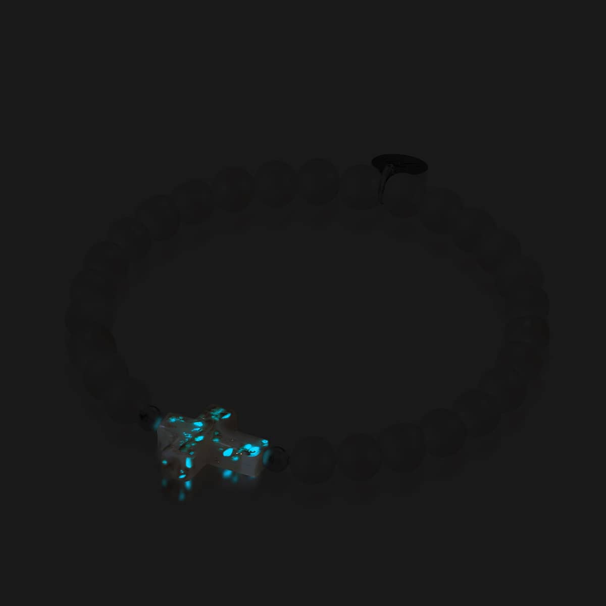 St. Amanda | Bracelet croix en argent sterling 925 avec perles d'eau douce en verre albâtre et ivoire