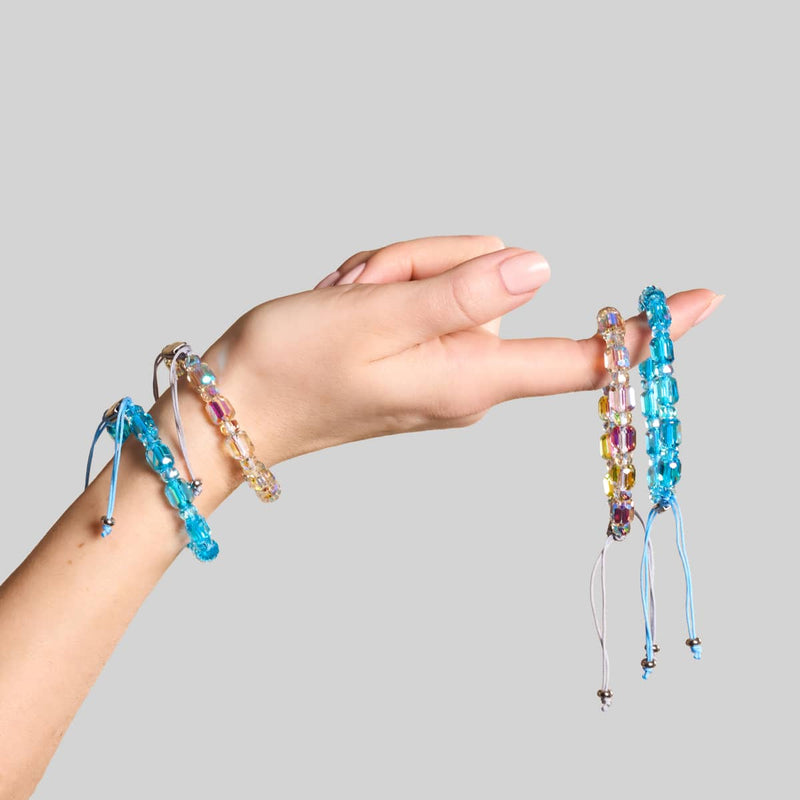 Bracelet galet à facettes radiantes Aigue-marine x Bleu | Argent