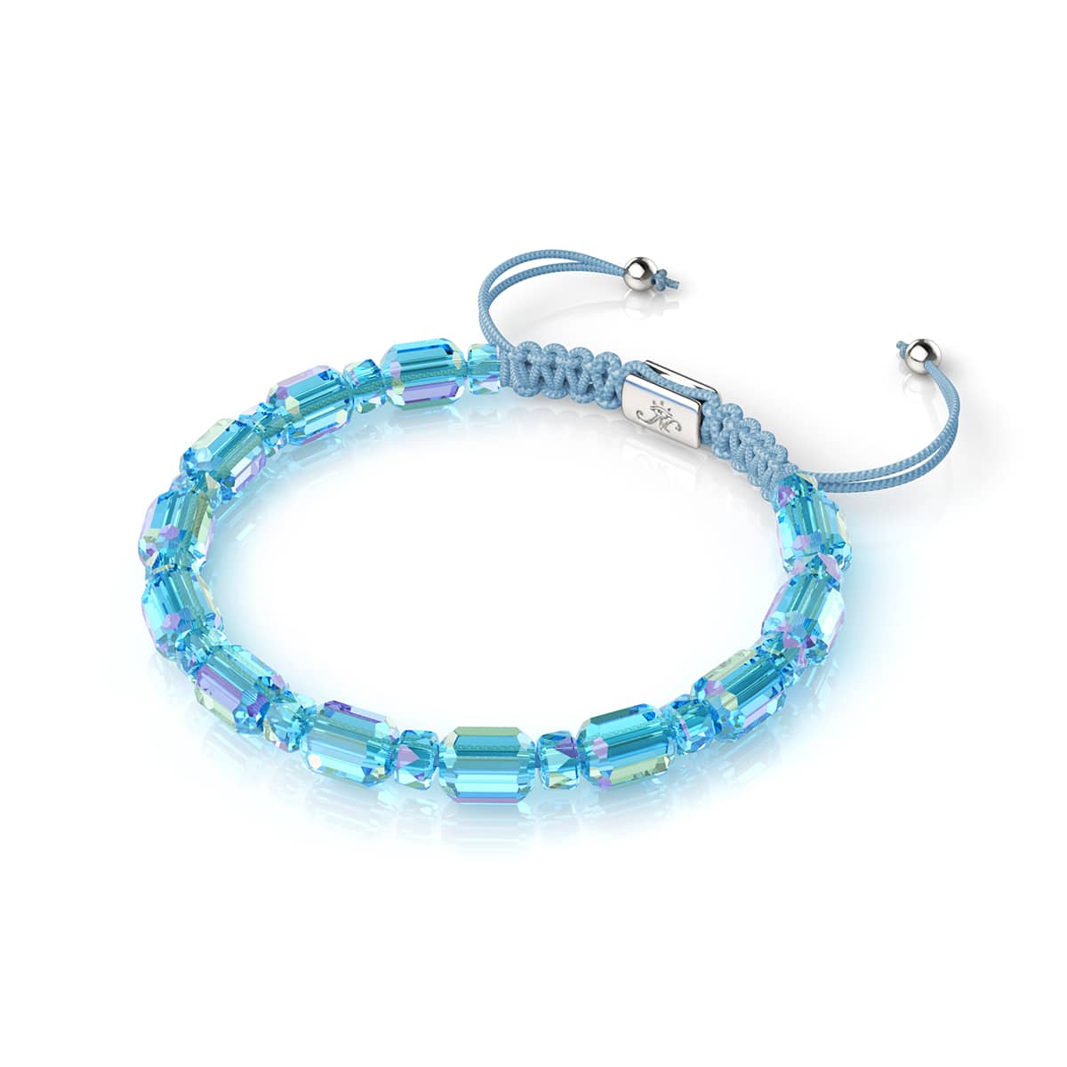Bracelet galet à facettes radiantes Aigue-marine x Bleu | Argent