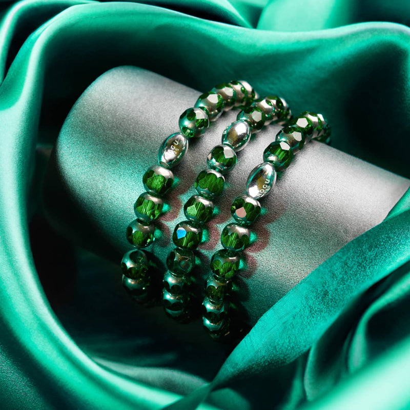 Bracelet en jade doré | Argent sterling 925 | Cristal à facettes rayonnantes