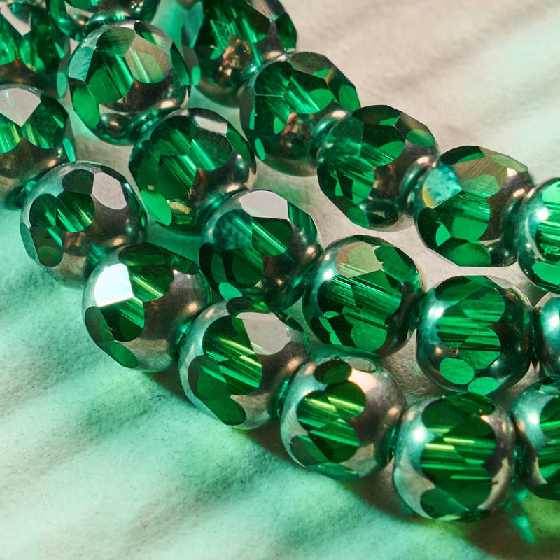 Bracelet en jade doré | Argent sterling 925 | Cristal à facettes rayonnantes