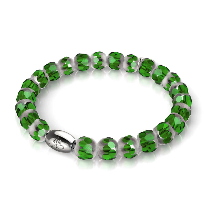 Bracelet en jade doré | Argent sterling 925 | Cristal à facettes rayonnantes