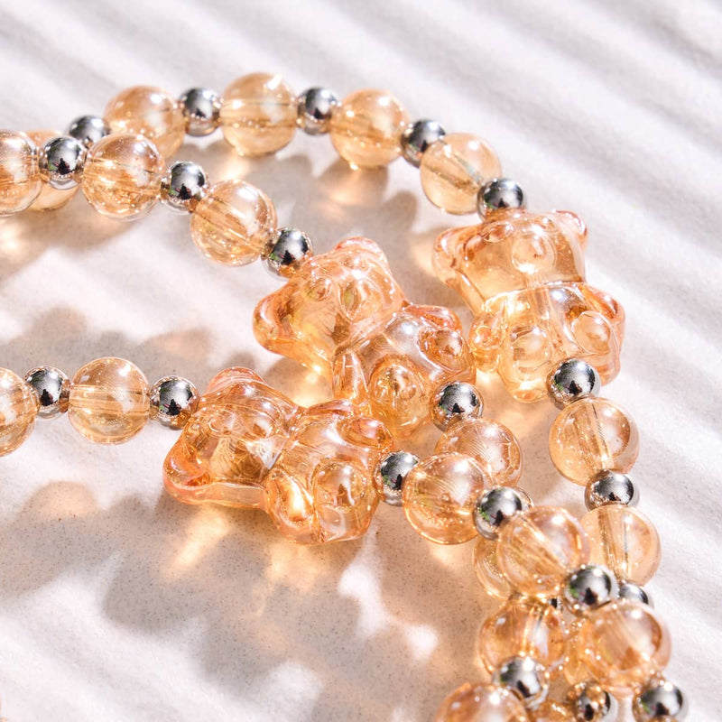 Bracelet ours scintillant en cristal de mandarine | Orange x argent