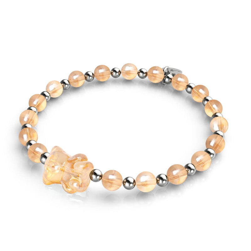 Bracelet ours scintillant en cristal de mandarine | Orange x argent
