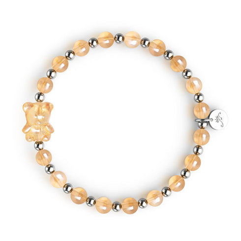 Bracelet ours scintillant en cristal de mandarine | Orange x argent