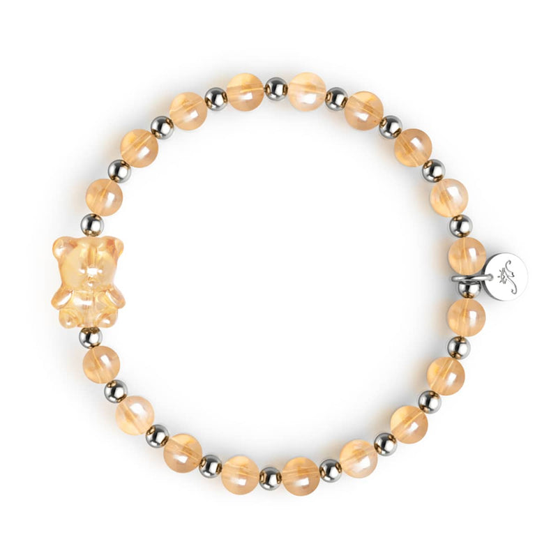 Bracelet ours scintillant en cristal de mandarine | Orange x argent