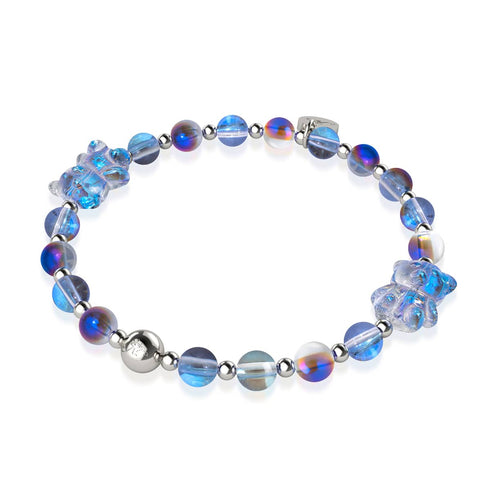 Bracelet Ours Double Shimmer Licorne Bleu | Argent