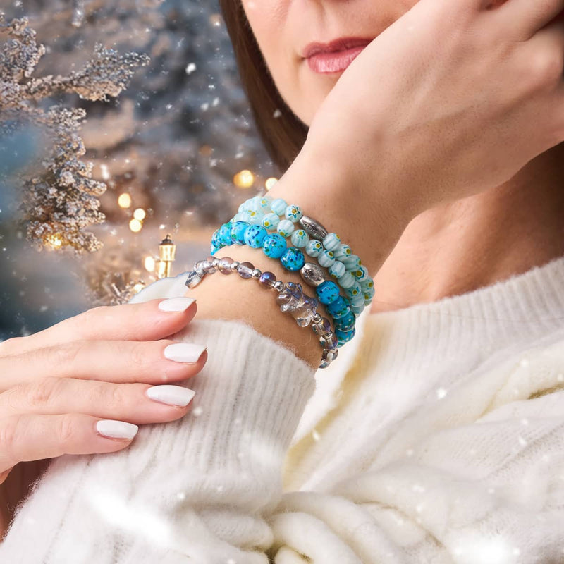 Bracelet Ours Double Shimmer Licorne Bleu | Argent