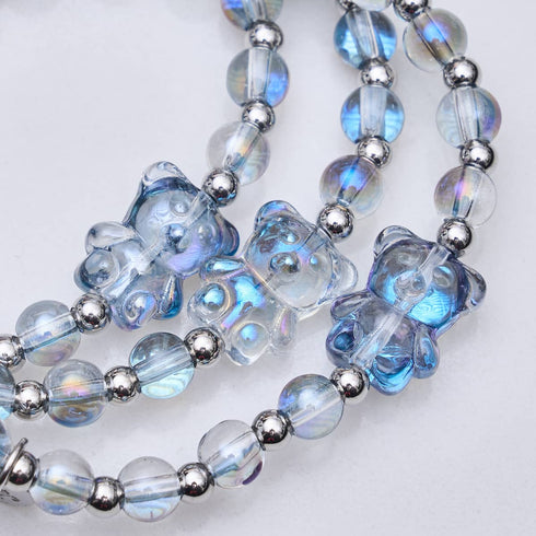 Bracelet Ours Double Shimmer Licorne Bleu | Argent