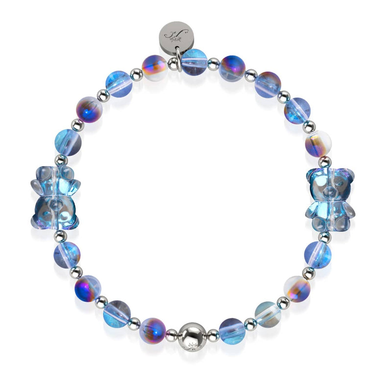 Bracelet Ours Double Shimmer Licorne Bleu | Argent