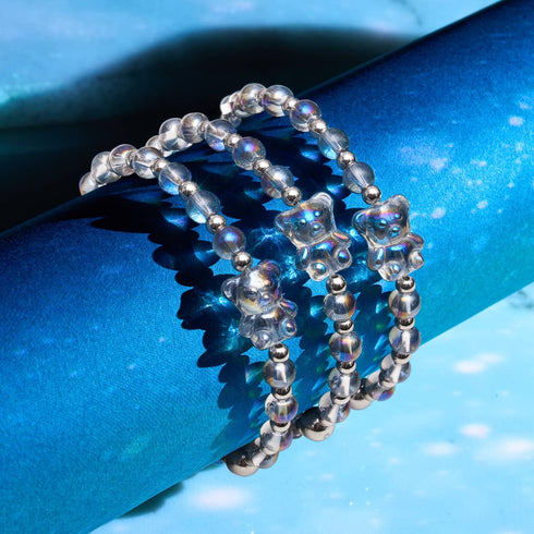 Bracelet Ours Double Shimmer Licorne Bleu | Argent