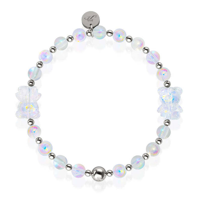 Bracelet Ours Double Shimmer Licorne Blanc | Argent