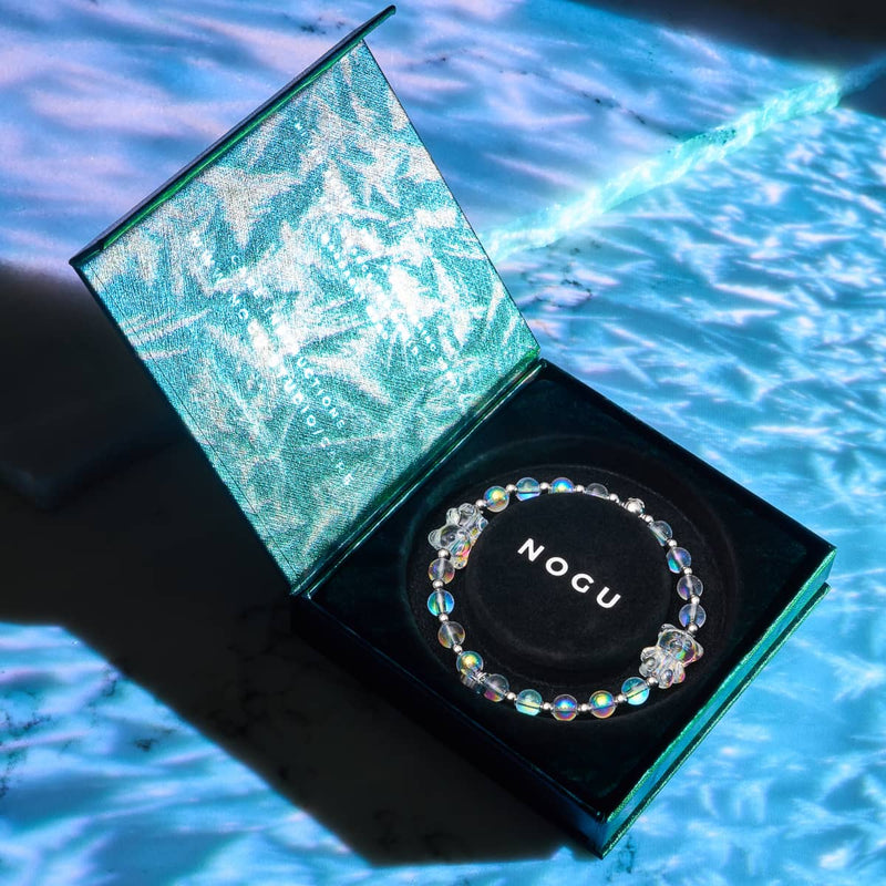 Bracelet Ours Double Shimmer Licorne Blanc | Argent