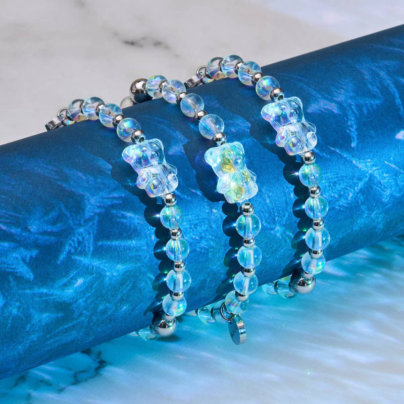 Bracelet Ours Double Shimmer Licorne Blanc | Argent