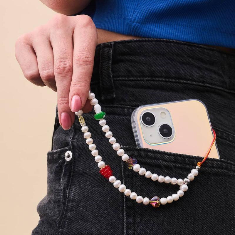 Alice au pays des merveilles | Perle d'eau douce | Breloque pour téléphone