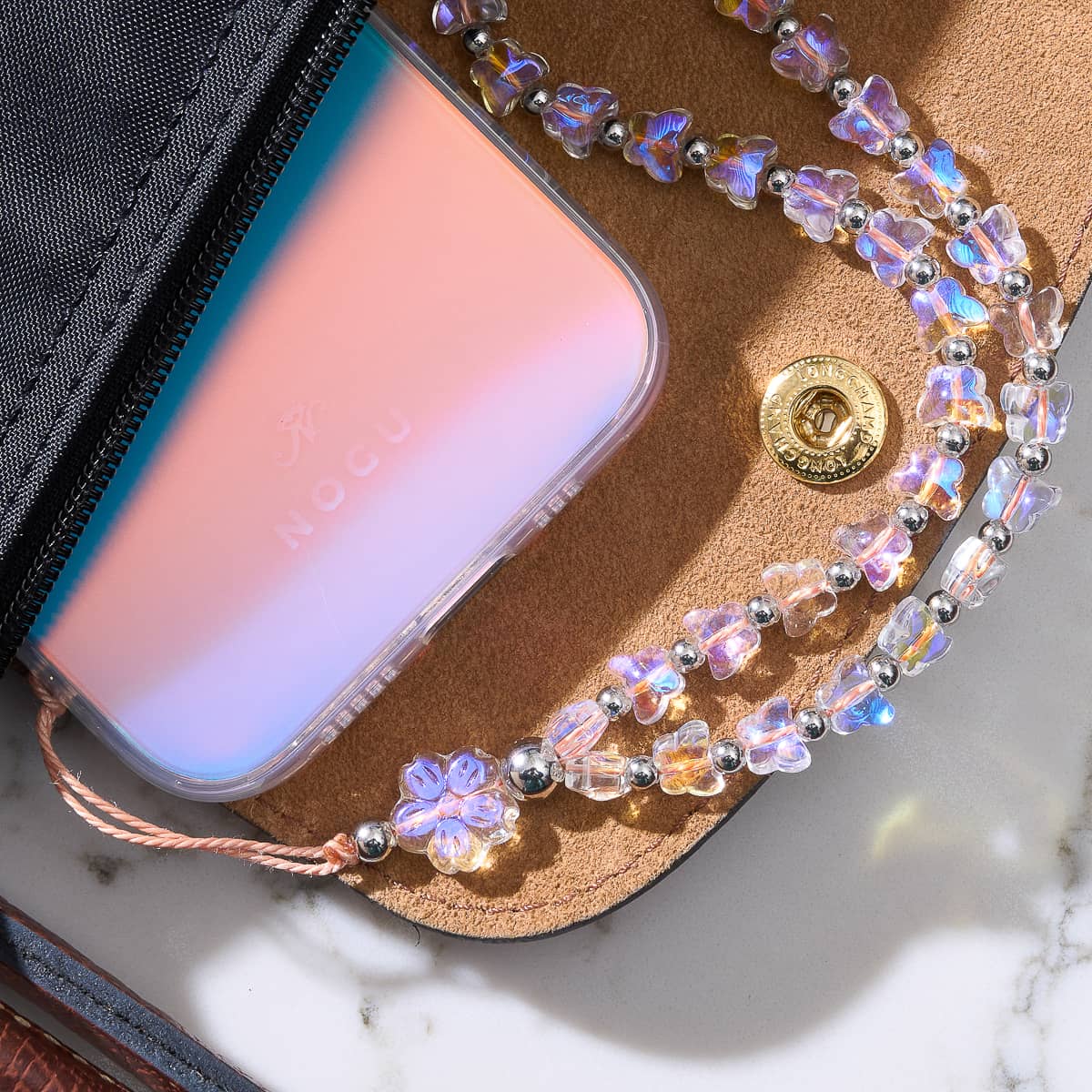 Morning Dew | Butterfly Glass | Phone Charm Strap