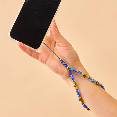 Étoiles saphir | Verre Firefly | Bracelet porte-bonheur pour téléphone