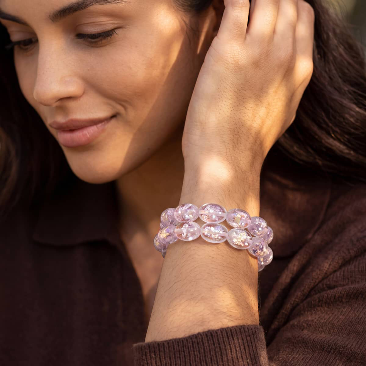 Pink Pony Club | .925 Argent sterling | Firework Glass Bracelet de cailloux
