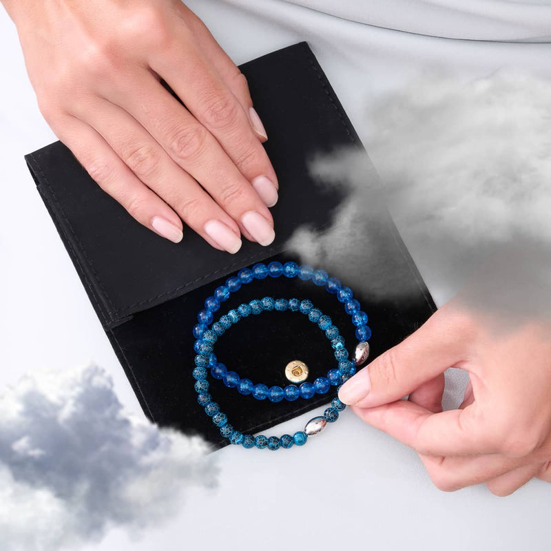 Sapphire Glitter Glass | .925 Sterling Silver | Bead Bracelet