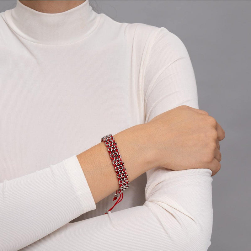 Liens Panda Rouge | Bracelet Kismet Original | Rouge x Argent