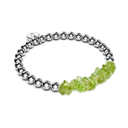 Olivine | Silver | Uncut Gemstone Bracelet