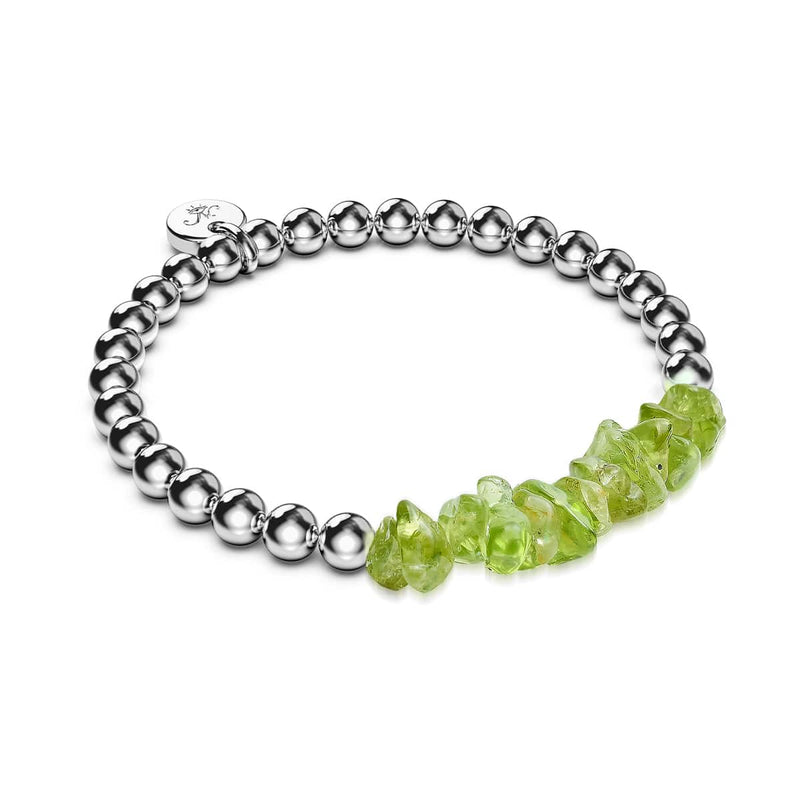 Olivine | Argent | Bracelet de pierres précieuses non taillées