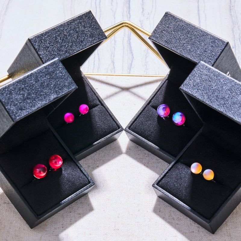 Violet cosmique | Argent sterling .925 | Boucles d'Oreilles Verre Galaxie