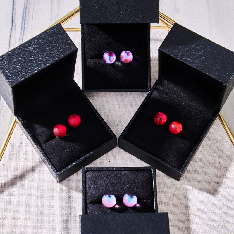 Violet cosmique | Argent sterling .925 | Boucles d'Oreilles Verre Galaxie