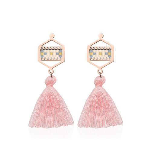 Monterrey | Or rose 18 carats | Boucles d'oreilles à franges Boho