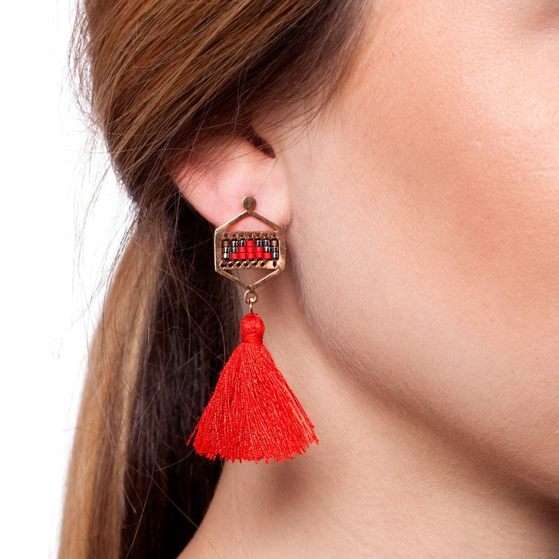 Palo Alto | Or rose 18 carats | Boucles d'oreilles à franges Boho